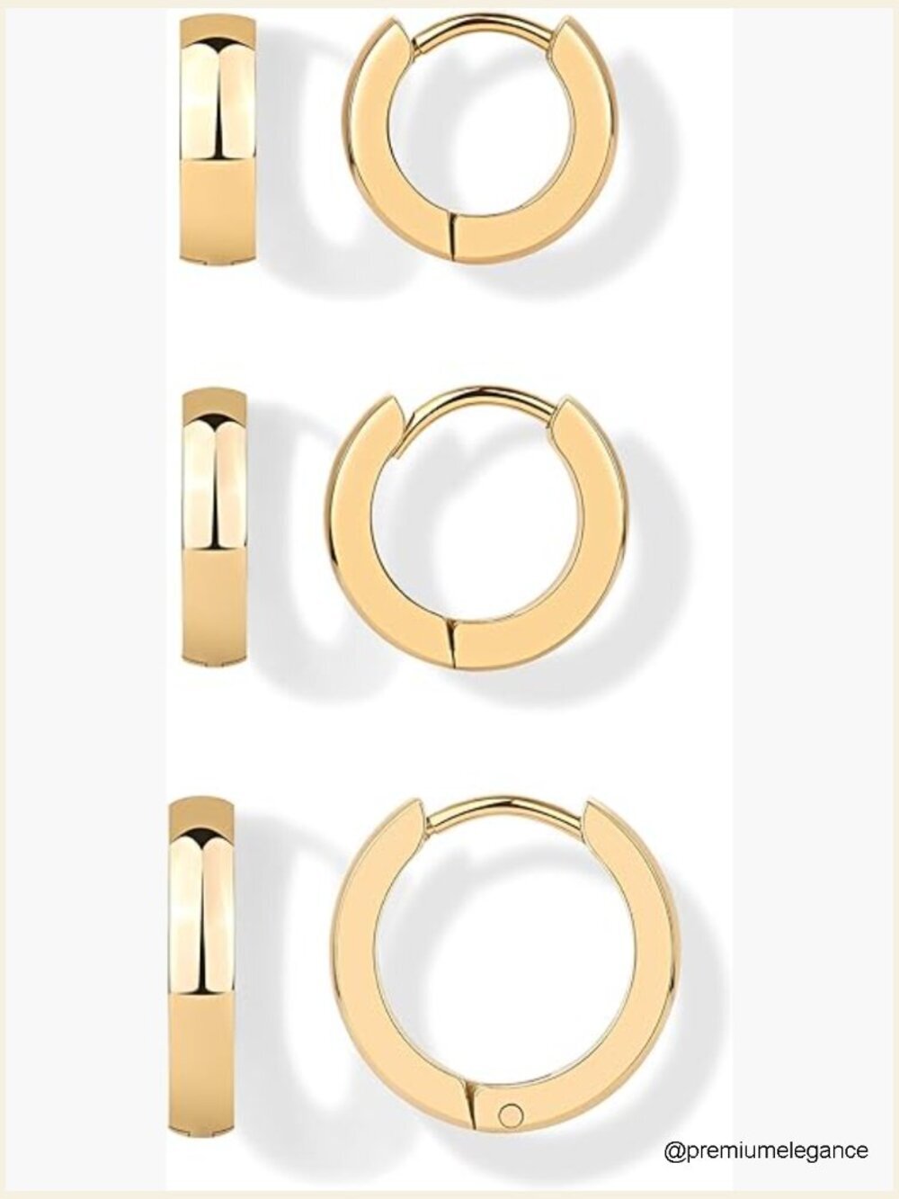 3 Pair Hoop Earrings Set Stainless Steel Cubic Zirconia Huggie Hoops Trendy